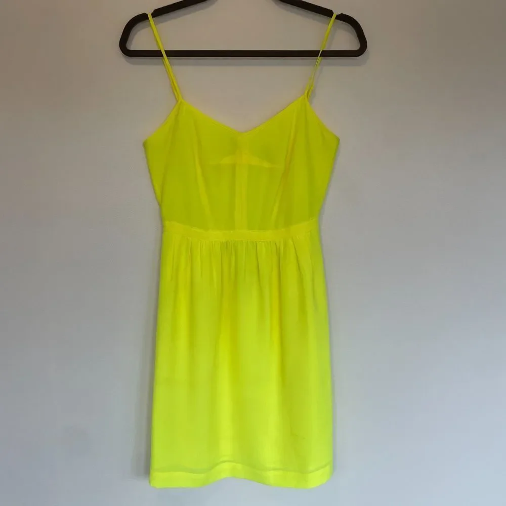 J. Crew Mini Dress Neon Yellow Size 0 - Picture 1 of 5